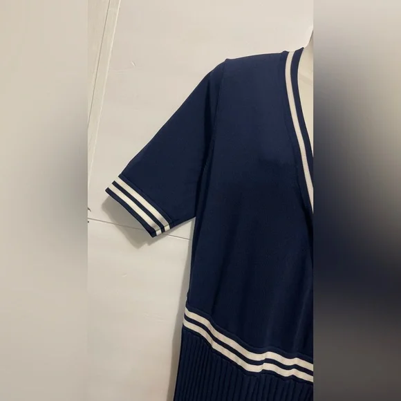 Eva Mendes for New York & Company Navy and White Midi Dress - Picture 4 of 13